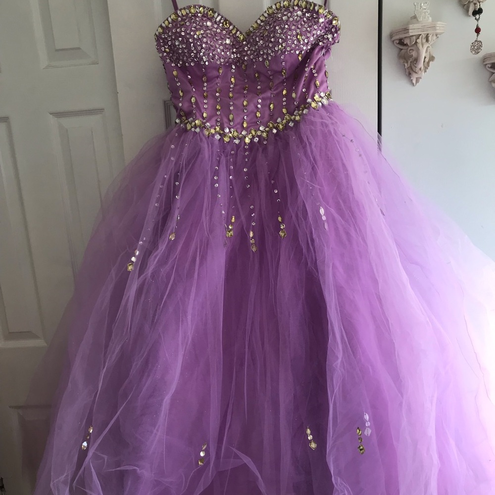 Never worn purple strapless ball gown